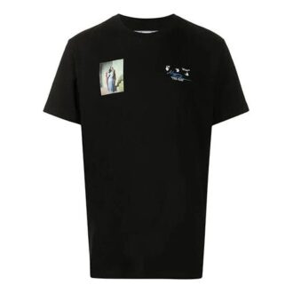 T-shirt à manches courtes noir avec motif imprimé « The Kiss »