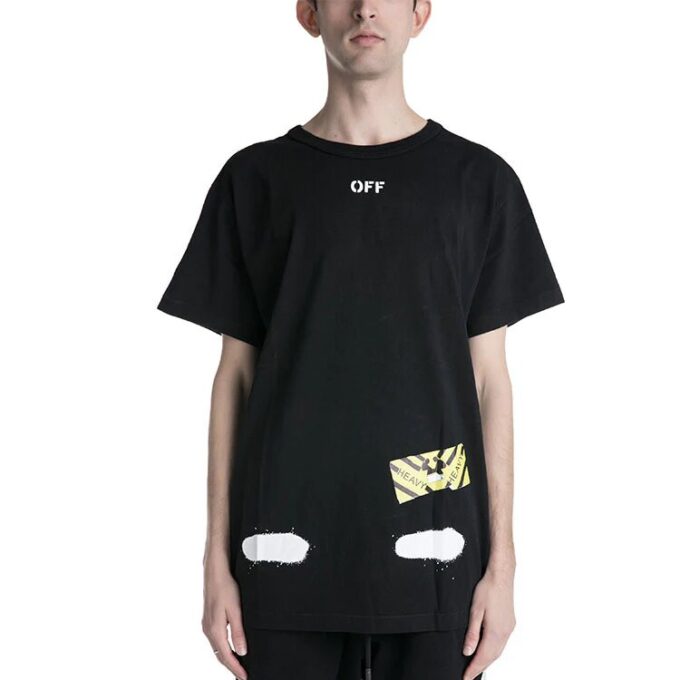 T-shirt à manches courtes noir Off-White pour homme C/O Virgil Abloh Tiger Stripes Splash Ink