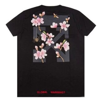 T-shirt à manches courtes Off-White avec imprimé croquis de fleurs de cerisier et Arrows
