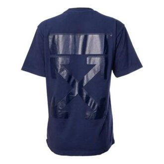 T-shirt à manches courtes Off-White avec imprimé flèche dans le dos, version standard, bleu