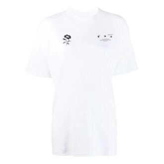 T-shirt à manches courtes Off-White avec imprimé floral dans le dos, blanc