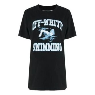 T-shirt à manches courtes Off-White imprimé natation Noir T-shirt à manches courtes Off-White imprimé natation Noir
