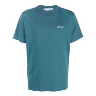 T-shirt à manches courtes Off-White pour homme, collection printemps-été 2022, couleur unie avec logo flèche imprimé, version bleue
