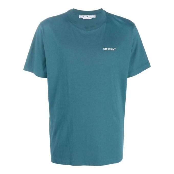 T-shirt à manches courtes Off-White pour homme, collection printemps-été 2022, couleur unie avec logo flèche imprimé, version bleue