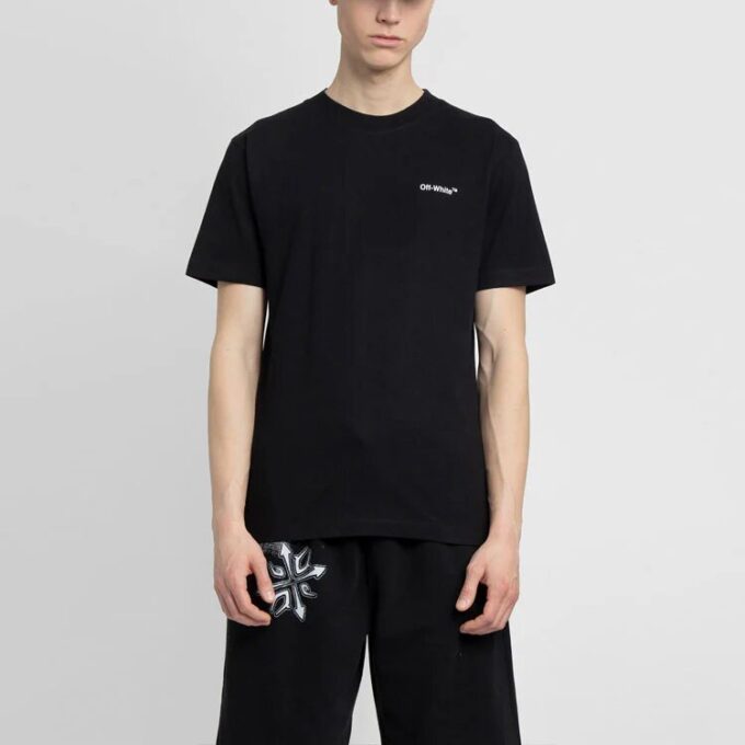 T-shirt à manches courtes Off-White pour homme, collection printemps-été 2022, imprimé sur coton uni, noir