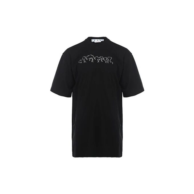 T-shirt à manches courtes Off-White pour homme, collection SS22, imprimé alphabétique cartoon, noir