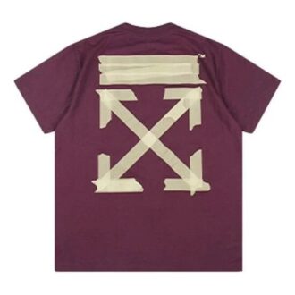 T-shirt à manches courtes Off-White pour homme, violet, avec patch en caoutchouc « Bronzing Arrow »
