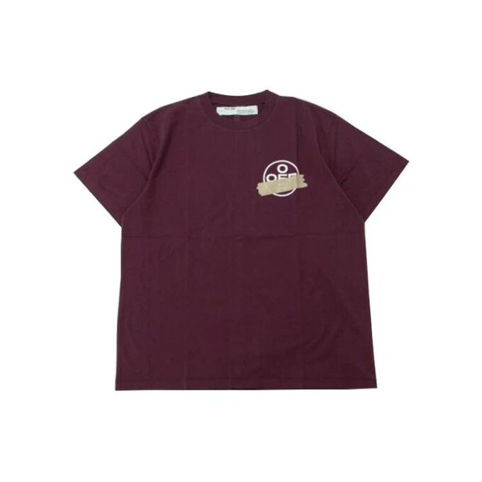 T-shirt à manches courtes Off-White pour homme, violet, avec patch en caoutchouc « Bronzing Arrow »