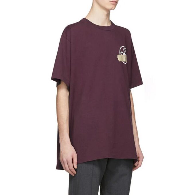 T-shirt à manches courtes Off-White pour homme, violet, avec patch en caoutchouc « Bronzing Arrow »