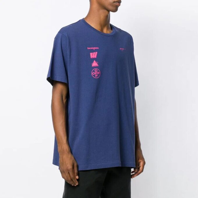 T-shirt à manches courtes pour homme avec applique « Mariana Painting » – Bleu