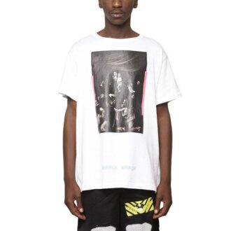 T-shirt à manches courtes pour homme avec logo « Black White » et motif de flèches dans le dos