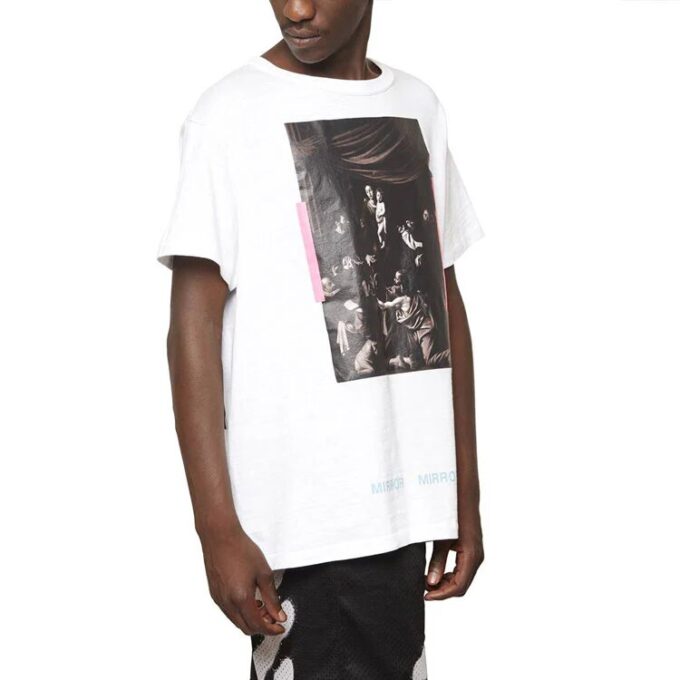 T-shirt à manches courtes pour homme avec logo « Black White » et motif de flèches dans le dos