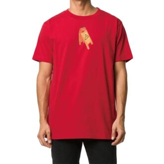 T-shirt à manches courtes rouge avec logo Pascal imprimé en grand format