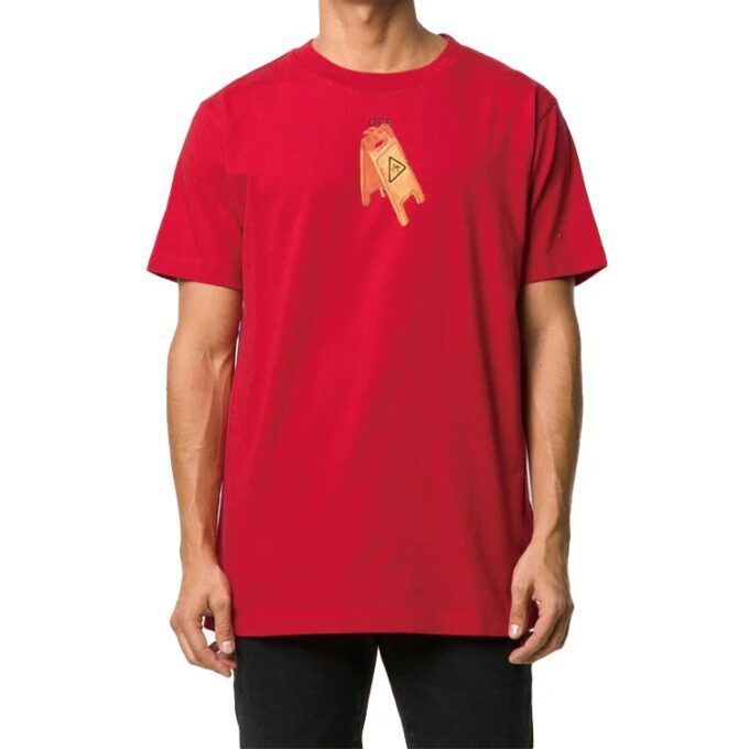 T-shirt à manches courtes rouge avec logo Pascal imprimé en grand format