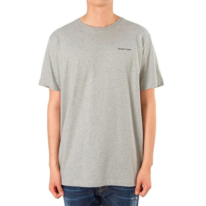 T-shirt à manches courtes slim fit avec logo alphabétique sur la poitrine, gris