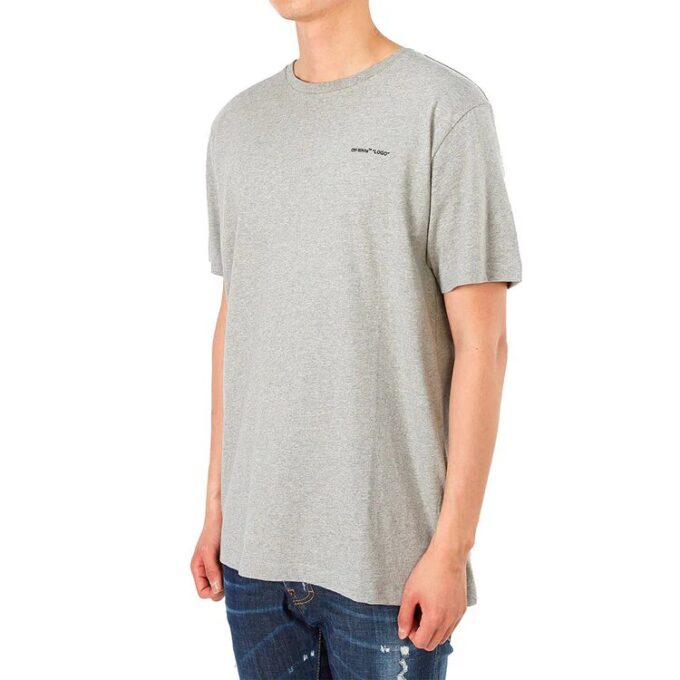 T-shirt à manches courtes slim fit avec logo alphabétique sur la poitrine, gris