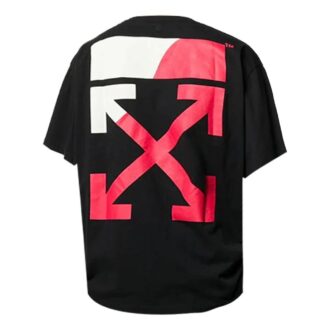 T-shirt à manches courtes SS19 avec imprimé flèche rouge pour homme, noir