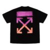 T-shirt à manches courtes SS21 Rose dégradé flèche pour homme Noir