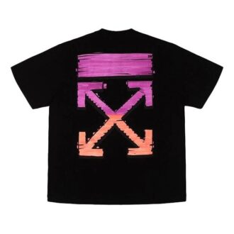 T-shirt à manches courtes SS21 Rose dégradé flèche pour homme Noir