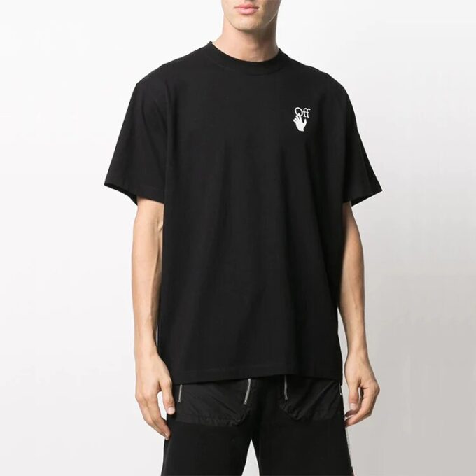 T-shirt à manches courtes SS21 Rose dégradé flèche pour homme Noir