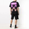 T-shirt à manches courtes SS21 Rose dégradé flèche pour homme Noir