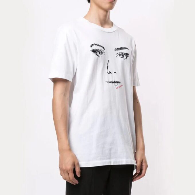 T-shirt à manches courtes unisexe blanc imprimé Sketch