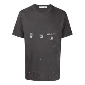 T-shirt à manches courtes Vintage Paint Splatter « Magnet White »