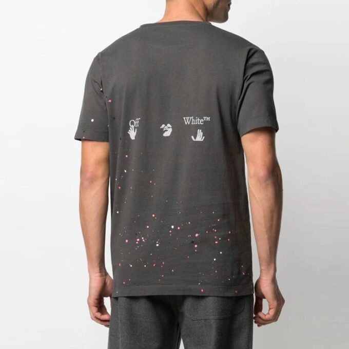 T-shirt à manches courtes Vintage Paint Splatter « Magnet White »
