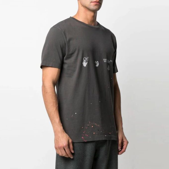 T-shirt à manches courtes Vintage Paint Splatter « Magnet White »