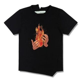 T-shirt à manches courtes Virgil Abloh Black Diag Fire Shorts
