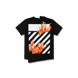 T-shirt à manches courtes Virgil Abloh Black Diag Fire Shorts