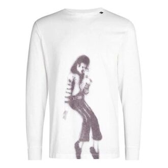T-shirt à manches longues ample blanc MJ Printing