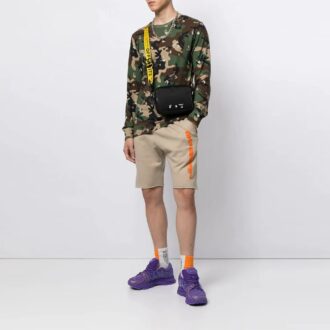 T-shirt à manches longues ample imprimé camouflage Off-White pour homme, collection printemps-été 2021, vert