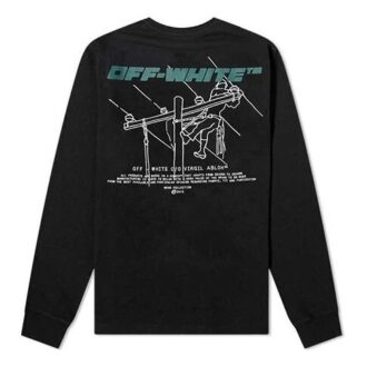 T-shirt à manches longues avec alphabet de caractères, noir