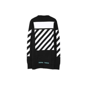 T-shirt à manches longues avec imprimé sur la poitrine, noir