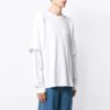 T-shirt à manches longues blanc crème imprimé en twill avec logo Off-White pour homme SS21