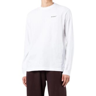 T-shirt à manches longues blanc imprimé logo Off-White pour homme, collection printemps-été 2022