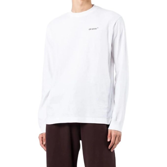 T-shirt à manches longues blanc imprimé logo Off-White pour homme, collection printemps-été 2022