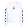 T-shirt à manches longues blanc imprimé rayures et motifs Arrows, collection SS21
