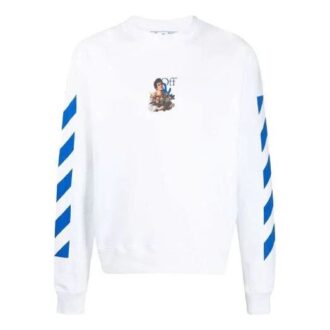 T-shirt à manches longues blanc imprimé rayures et motifs Arrows, collection SS21