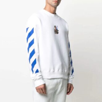 T-shirt à manches longues blanc imprimé rayures et motifs Arrows, collection SS21