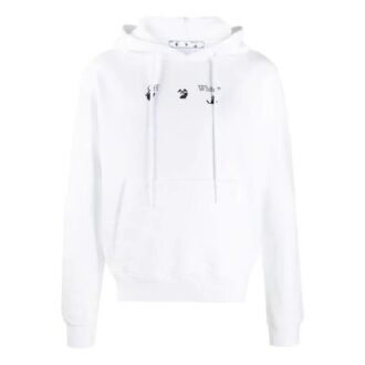 T-shirt à manches longues à capuche avec logo imprimé SS21, blanc