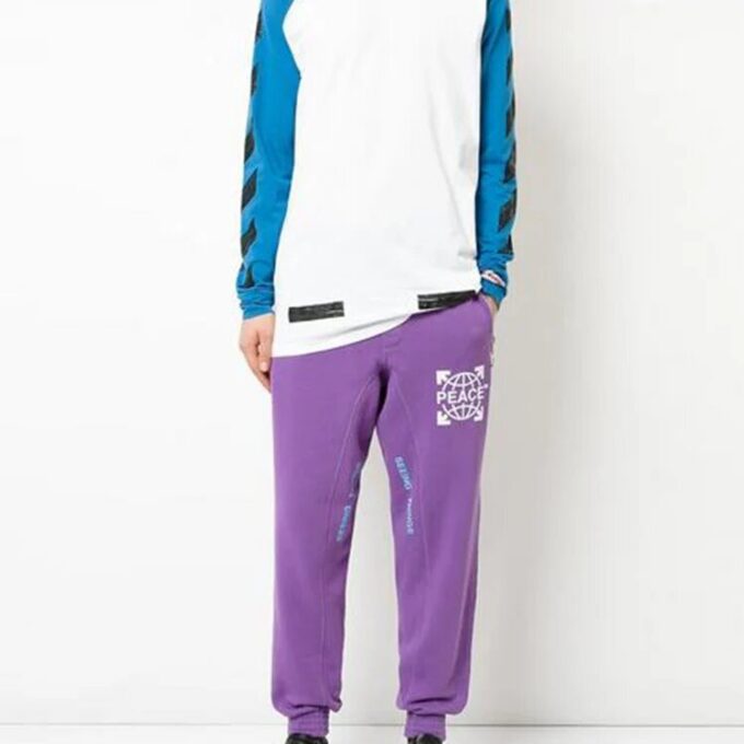 T-shirt à manches longues color block avec motif flèche et manches raglan pour homme Off-White