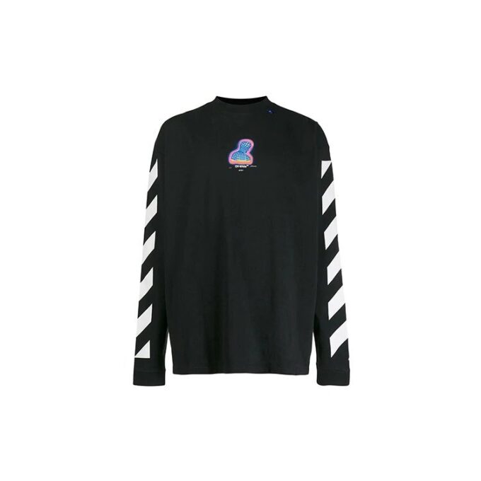 T-shirt à manches longues en coton à rayures diagonales