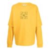 T-shirt à manches longues en coton uni avec logo imprimé SS21, col rond, version standard, jaune