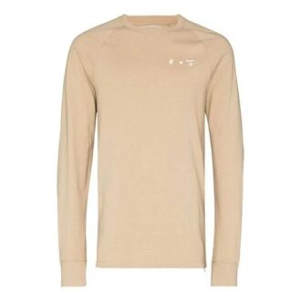 T-shirt à manches longues et col rond ample pour homme Off-White x Browns 50 avec logo imprimé, couleur beige