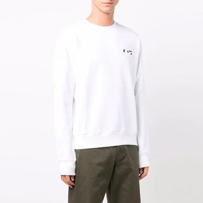 T-shirt à manches longues et col rond avec motif logo FW21, version standard, blanc