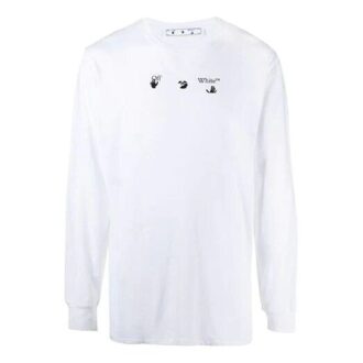 T-shirt à manches longues et col rond imprimé Arrows, version standard, blanc, collection printemps-été 2021
