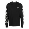 T-shirt à manches longues et col rond Off-White pour homme FW22 avec logo imprimé, noir