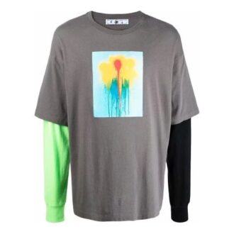 T-shirt à manches longues imprimé FW21, gris